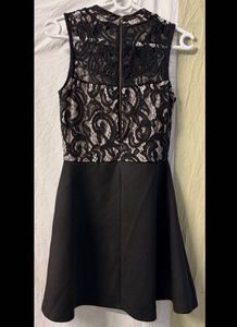 Chic Black Lace Skater Dress