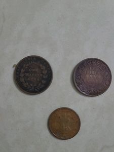 Quarter Anna 1835, One Paise 1951,George KING