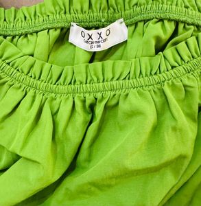Green Puff Sleeve Crop Top