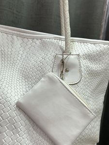 White Faux Leather Tote Bag