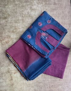 Ethnic Navy Blue N Purple Kurta Set