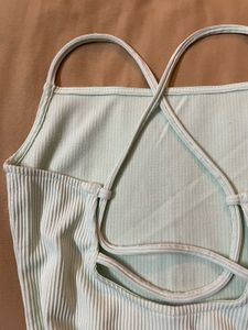 H&amp;M Green ribbed bodycon dress