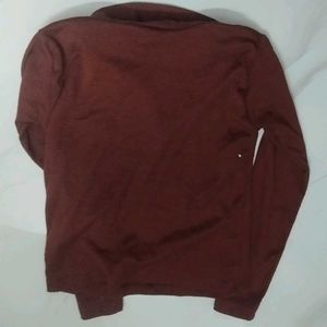 Brown Collar neck Full Sleeve Crop Top