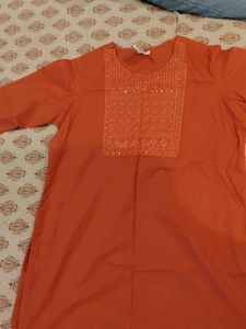 Orange Embroidered Kurta