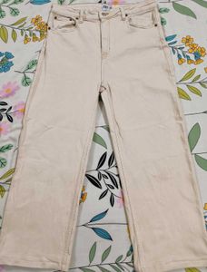 Beige Straight Leg Jeans
