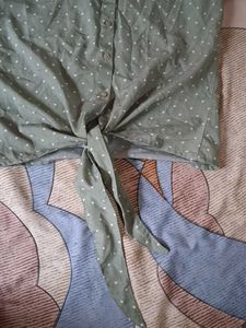 Polka Dot Tie-Front Top