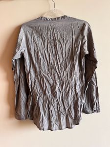 Silky Grey Button-Up