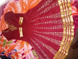 Beautiful Merun Colour Umbrella Gown