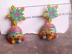 Vibrant Floral Jhumka Earrings
