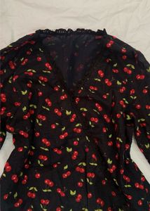 Cherry Print Wrap Blouse🍒