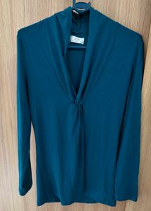 Elegant Teal Cowl Neck/Turtleneck Top