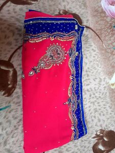 Work Saree With Blouse Stitched