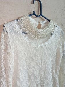 Stylish White Lace Top Layered