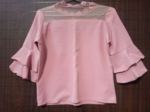 Blush-Pink Ruffle Sleeve Top