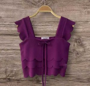 Purple Scalloped Crop Top