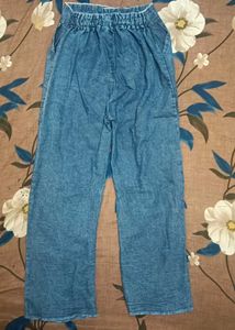 Blue Denim Wide Leg Pants