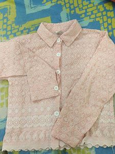 Pink Floral Embroidered Button-Down