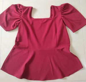 Maroon Peplum Top