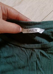 Green Ribbed Top - ONLY