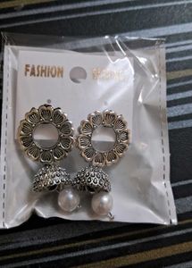 Pack of 2 Silver oxidised Jhumka Earrings