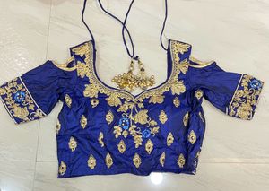 Blue Lehenga Choli With Golden Embroidery