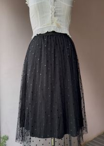 Black polka dot tulle skirt