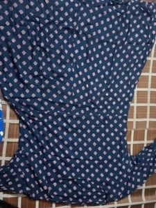 Navy Patterned Fit &amp; Flare Dress