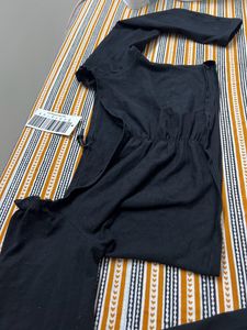Black Solid Bardot Top