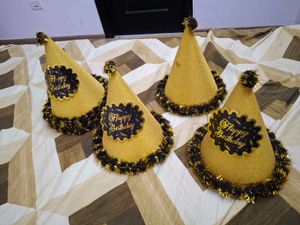 Birthday Caps -golden color with black and gold