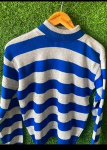 Unisex Blue Grey Color Korean Sweater (S Size)