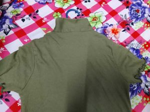 Olive Green Ribbed Crop Top