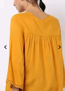 Mustard Embroidered Top