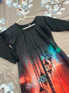 Printed Black Kurta