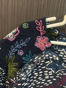 Navy Blue Floral Top