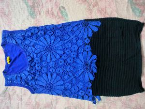 Blue Floral Lace Top