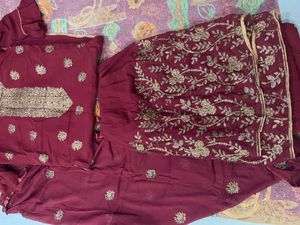 Maroon Embroidered Garara Set