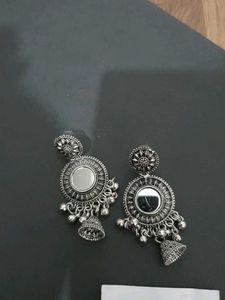 Oxidised Mirror Work Jumka