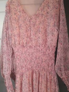 Pink Floral Chiffon Dress
