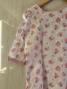 Block Print Lace Work Cotton 3 Piece Suit