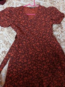 Tokyo Talkies Women Wrap Brown Orange Dress