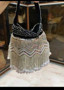 Black Velvet Latkan Potli Bag