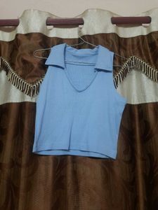 Blue Collared Tank Top