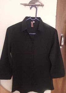Black Formal Shirt for Girls 3/4 sleeve
