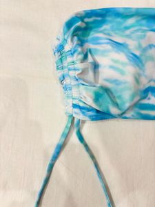 Blue Tie-Dye Bandeau Top