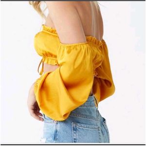 Yellow Off-Shoulder Crop Top
