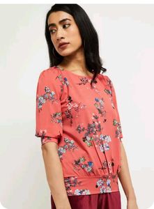 Max Coral Printed Top