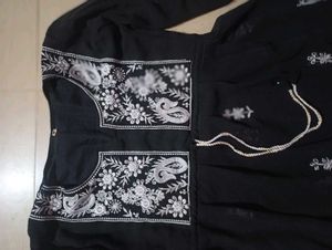 Elegant Chickankari Black Embroidered Kurta
