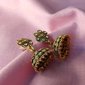 Gold-Toned Jhumka Earrings – A Touch of Royalty