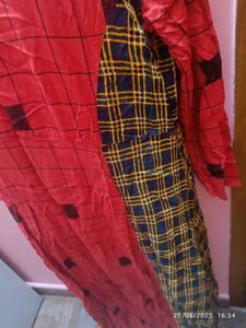 4xl Full Length Red &amp; Black Kurta