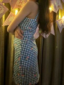 blue gingham printed micro mini dress